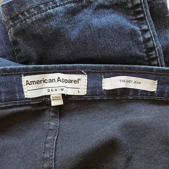 AMERICAN APPAREL Dark Wash Blue Stretch Denim The Easy Jean Sz Large L - Picture 5 of 7